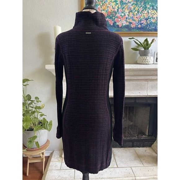 Prana Kelland Wool Blend Plum Burgundy Stripe Sweater Knit Long Sleeves Medium - Picture 7 of 12